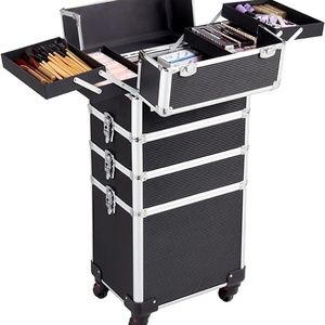 Yaheetech 4 in 1 Rolling Makeup Train Case Trolley Cosmetic Travel Cases, Profes